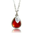 thumbnail image 1 of Personalized Garnet Necklace, January Teardrop Birthstone Necklace, Bridesmaid Necklace, Custom Initial Necklace, Gift for Her - 16" Silver Plated, 1 of 5