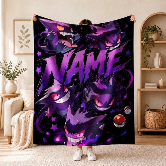 Personalized Gengar Po.kemon Evolution Characters Custom Name Blanket