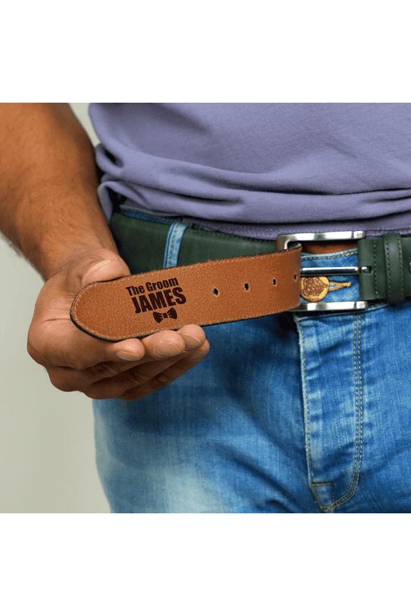 Personalized Genuine Leather Men Belt 40 Inch, Custom Engraved Leather Belt for Men with Stainless Steel Buckle
