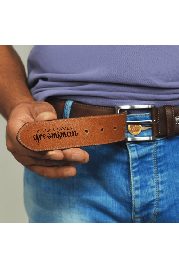 Personalized Genuine Leather Men Belt 46 Inch, Custom Engraved Leather Belt for Men with Stainless Steel Buckle