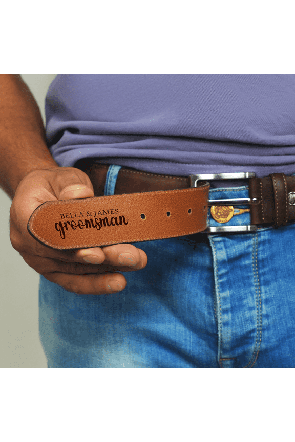 Personalized Genuine Leather Men Belt 46 Inch, Custom Engraved Leather Belt for Men with Stainless Steel Buckle