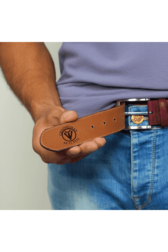 Personalized Genuine Leather Men Belt 48 Inch, Custom Engraved Leather Belt for Men with Stainless Steel Buckle