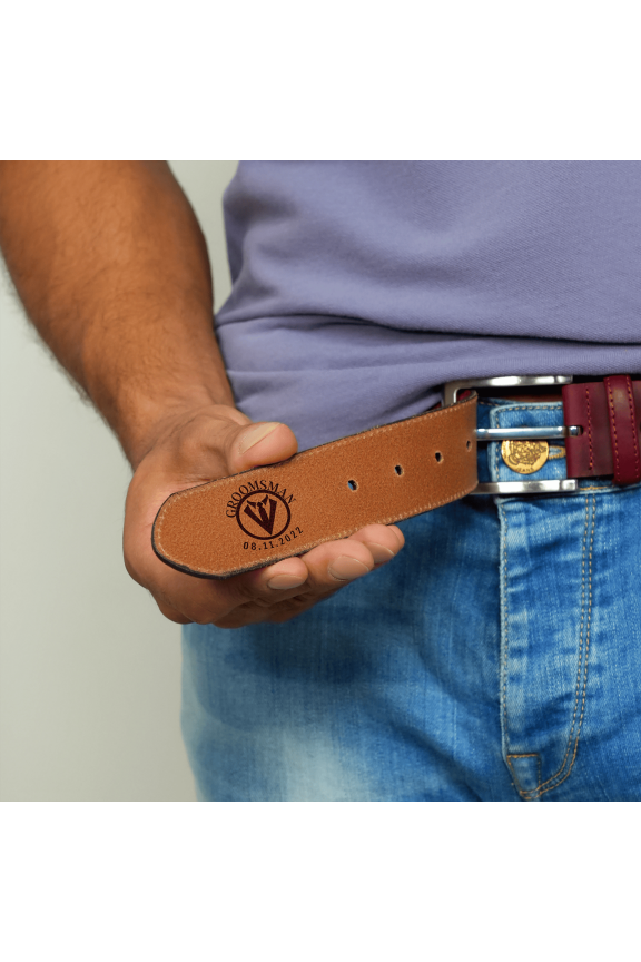Personalized Genuine Leather Men Belt 48 Inch, Custom Engraved Leather Belt for Men with Stainless Steel Buckle
