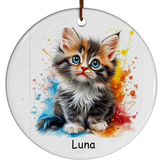 Personalized German Longhair Cat Christmas Ornament, Customized Ornament with Cat Name, Christmas Ornament, Gift for Mother's day, Father's day, Christmas, Birthday, Gift for Cat Lover