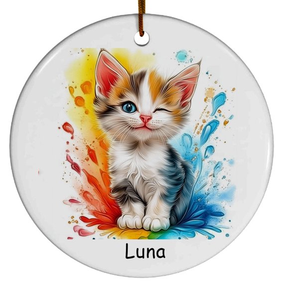 Personalized German Rex Cat Christmas Ornament, Customized Ornament with Cat Name, Christmas Ornament, Gift for Mother's day, Father's day, Christmas, Birthday, Gift for Cat Lover