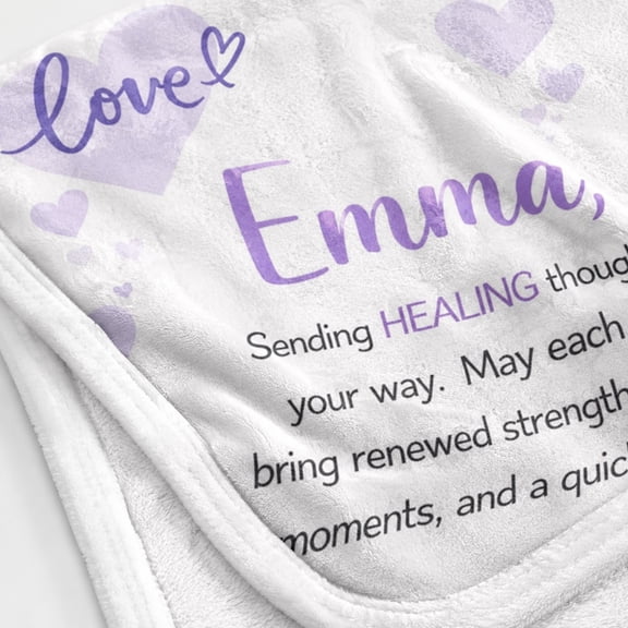Personalized Get Well Text Recovery Fleece Throw Blanket, Custom Name or Text, Soft 280 Gsm Polyester, Home Decor for Couch, Sofa & Bed