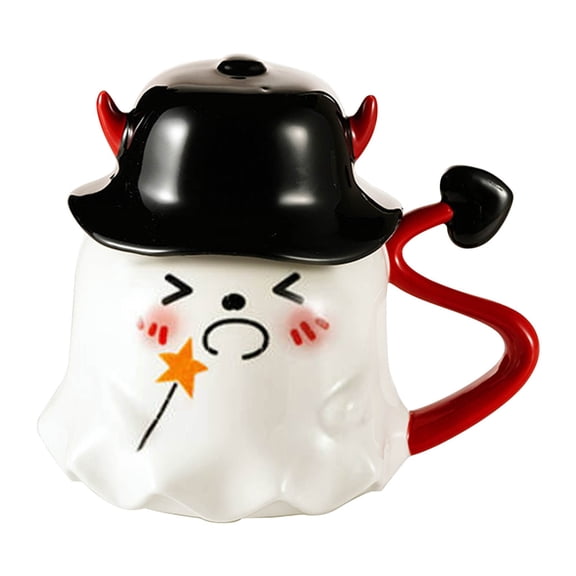 Personalized Ghost Mug with Demon Art, Ceramic Coffee Cup 11oz for Hot Drinks, Unique Horror Gift for Fans, Microwave and Dishwasher Safe, Great for Home Office Daily Use