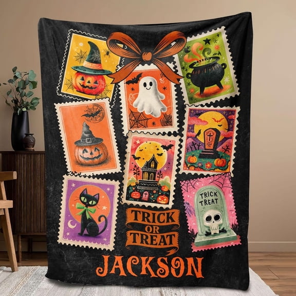 Personalized Ghost Reading Blanket, Custom Ghost Book Soft Cozy Sherpa Fleece Throw Blankets, Spooky Gift For Book Lover, Bookworm, Nerd