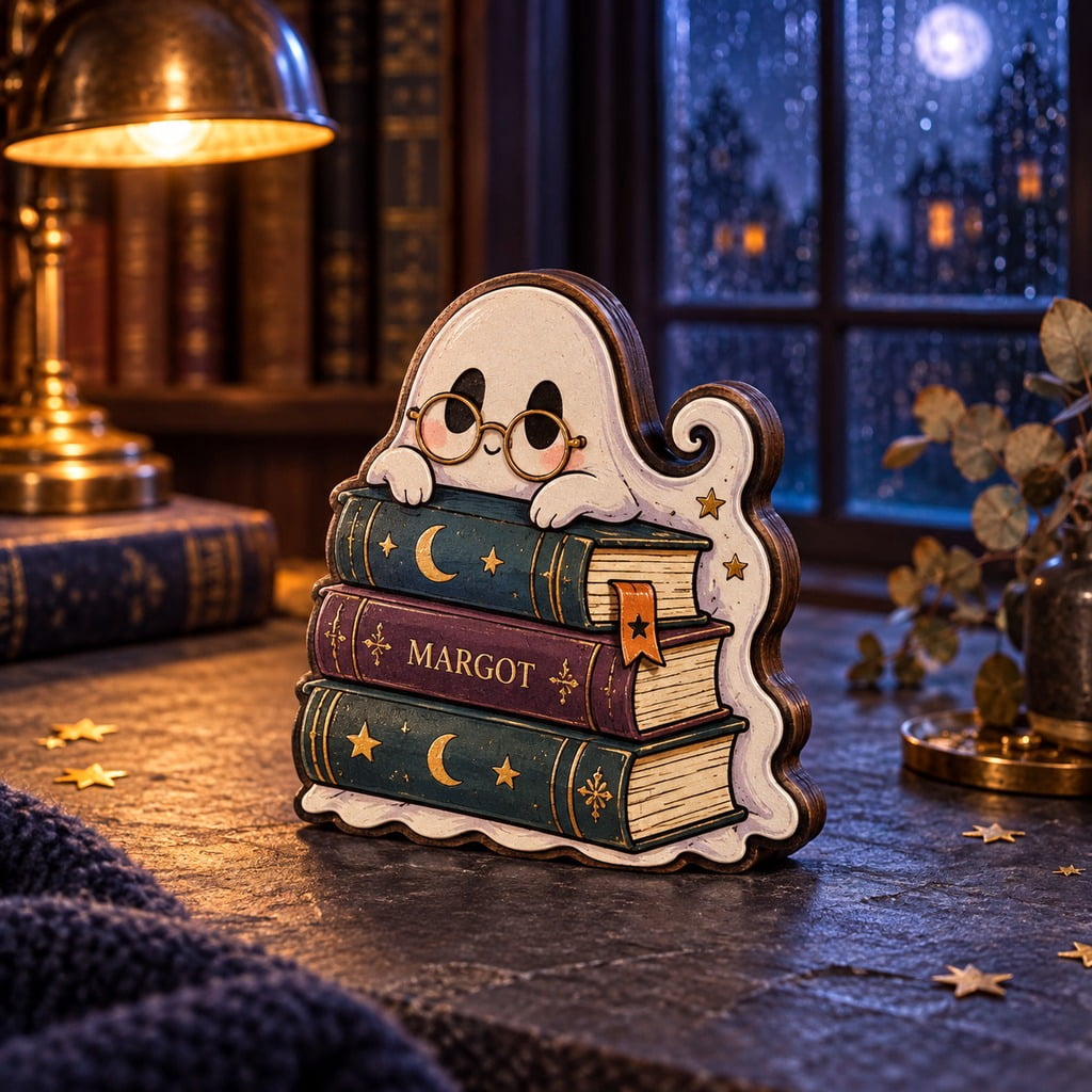 Personalized Ghost Reading Stack Wooden Block 3 Layer for Book Lovers ...