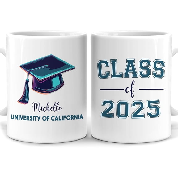 Personalized Gift For Her Graduation 2025 Mug - Class Of 2025 - Baseball Style Custom Name Ceramic Mug 11oz, Coffee Cup For Graduated Student, Gift For Senior, Back To School, Gifts For Him