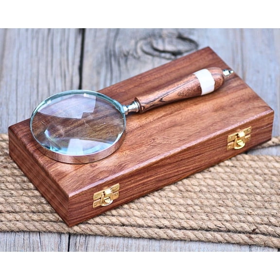 Personalized Gift Magnifying Glass with Engraved Hardwood Box - Unique Gift