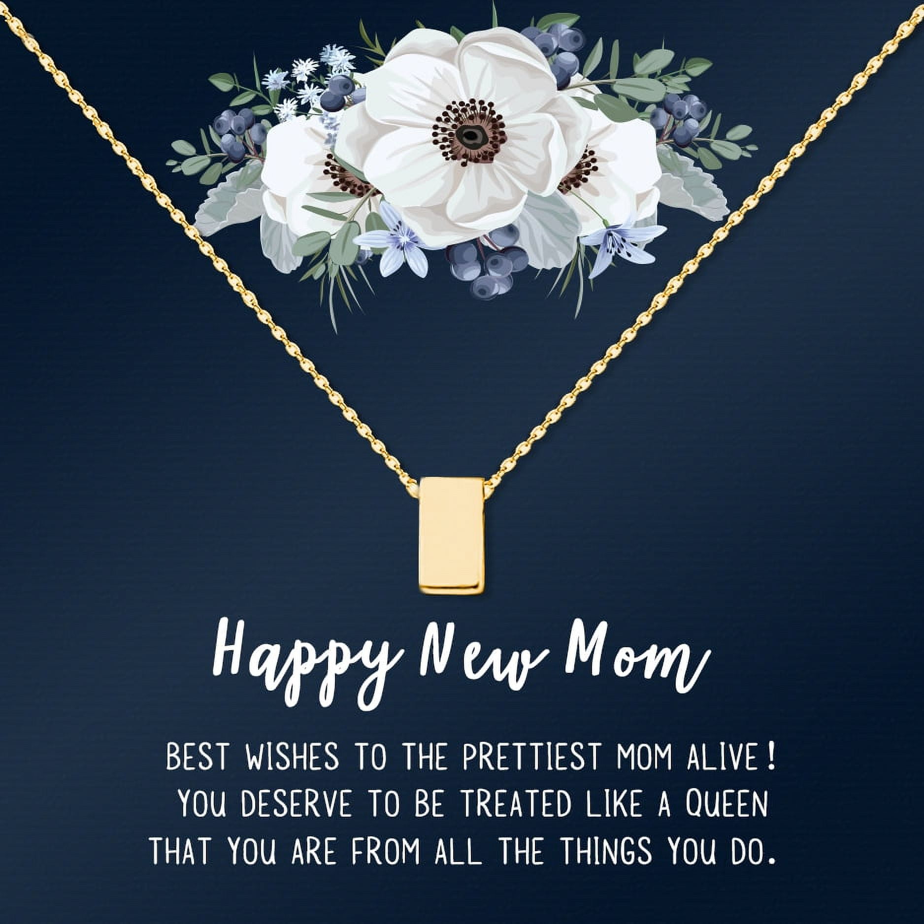 Personalized Gift for New Mom Custom New Mom Necklace and Card