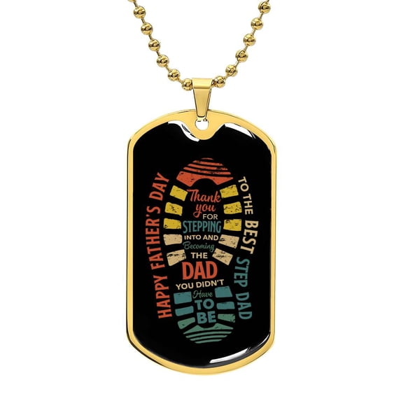 Personalized Gift For Step Dad For Dad Gift For Father's Day - Dog Tag Pendant With Military Ball Chain - Graphic Military Dog Tag Necklace (Optional Personalized Engraving)