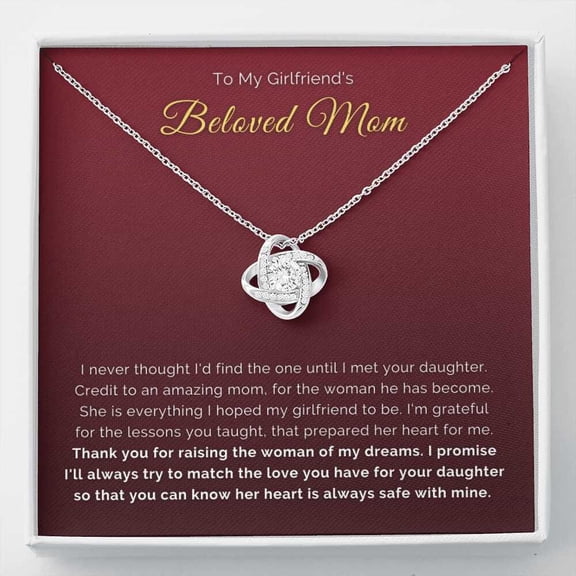 Personalized Gift To My Girlfriend's Mom | Future Mother in Law Necklace for Christmas Birthday Mother's Day, Message Card to Girlfriends Mom - Red