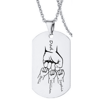 Personalized Gift for Father's Day Customized Necklace for Dad Papa Fits Pendant for Daddy Husband Men Jewelry Gifts, Silver