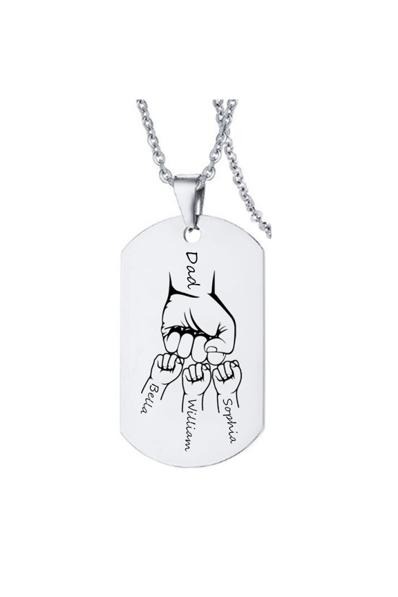 Personalized Gift for Father's Day Customized Necklace for Dad Papa Fits Pendant for Daddy Husband Men Jewelry Gifts, Silver