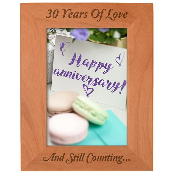 ThisWear Personalized Gifts 30th Anniversary Frame 30 Years and Counting Natural Wood Engraved 5x7 Portrait Picture Frame Wood