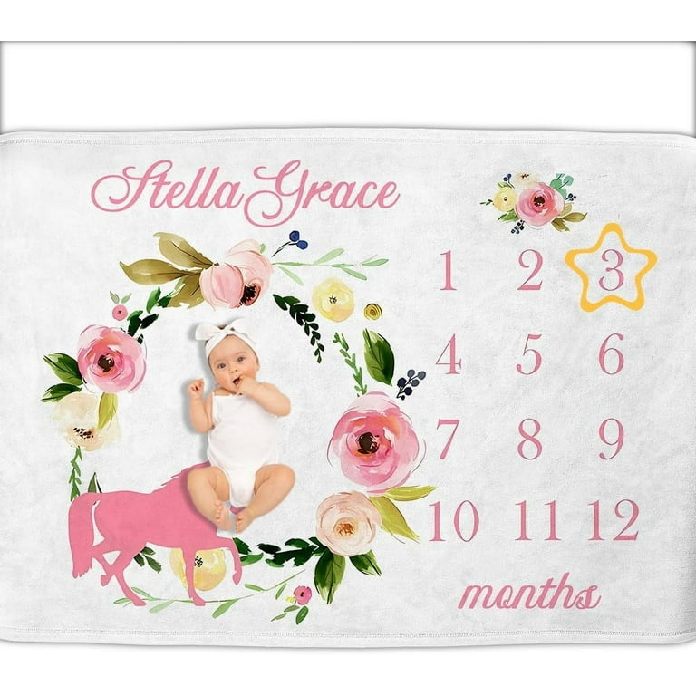 Personalized Gifts for Baby with Customized Name Baby Monthly Milestone Blanket for Baby Girl Boy Baby Growth Chart Blanket Perfect Custom Baby Blanket Gifts with Pentagram Frame 30 x40 Walmart