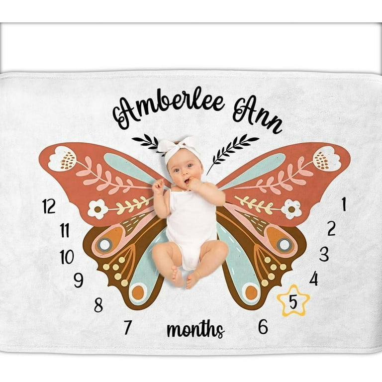 Baby blanket with name and months on sale