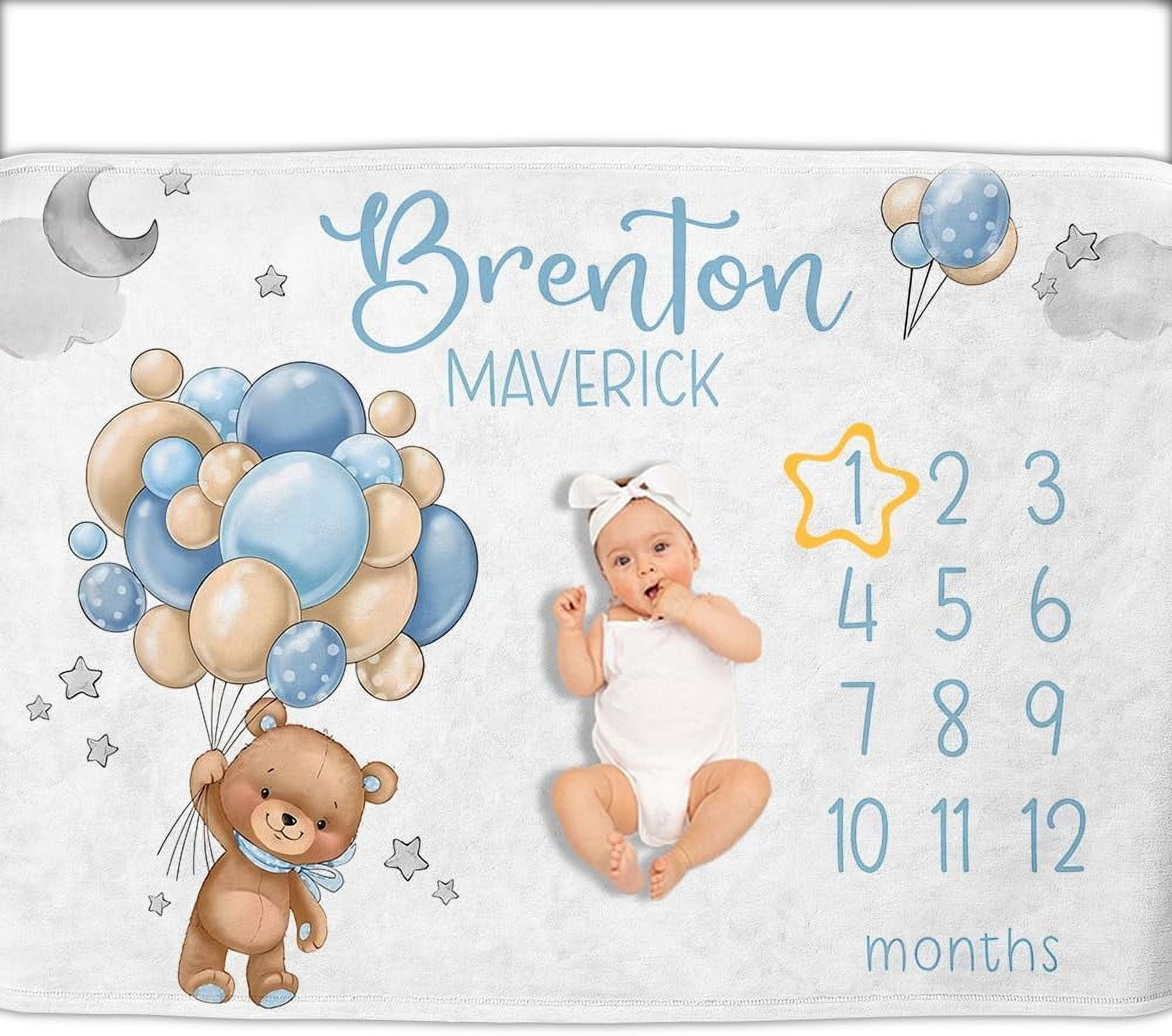 Personalized Gifts for Baby with Customized Name Baby Monthly Milestone Blanket for Baby Girl Boy Baby Growth Chart Blanket Perfect Custom Baby Blanket Gifts with Pentagram Frame 30 x40 Walmart