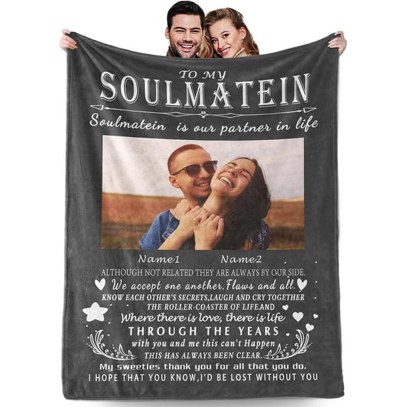 Personalized Gifts for Boyfriend, Customized Blankdet for Couples, Valentine's Day Gifts for Wife Husband, Custom Photo Blankets with Names, Anniversary Birthday Gifts for Girlfriend Blankets
