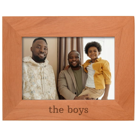 ThisWear Personalized Gifts Brothers Gift The Boys Father and Son Gift Natural Wood Engraved 5x7 Landscape Picture Frame Wood