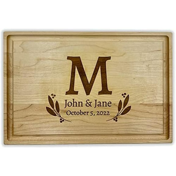Personalized Gifts for Couples - Custom Engraved 12x8.25" Maple Cutting Board - 6 Designs - Wood Wedding Gifts with Initials - Handmade Wooden Charcuterie Boards by$$Home Decor, Kitchen, & Other