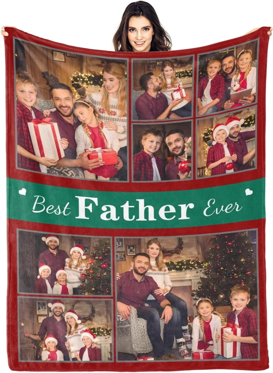 Personalized Gifts for Dad, Custom Dad Blanket with Photo and Text for