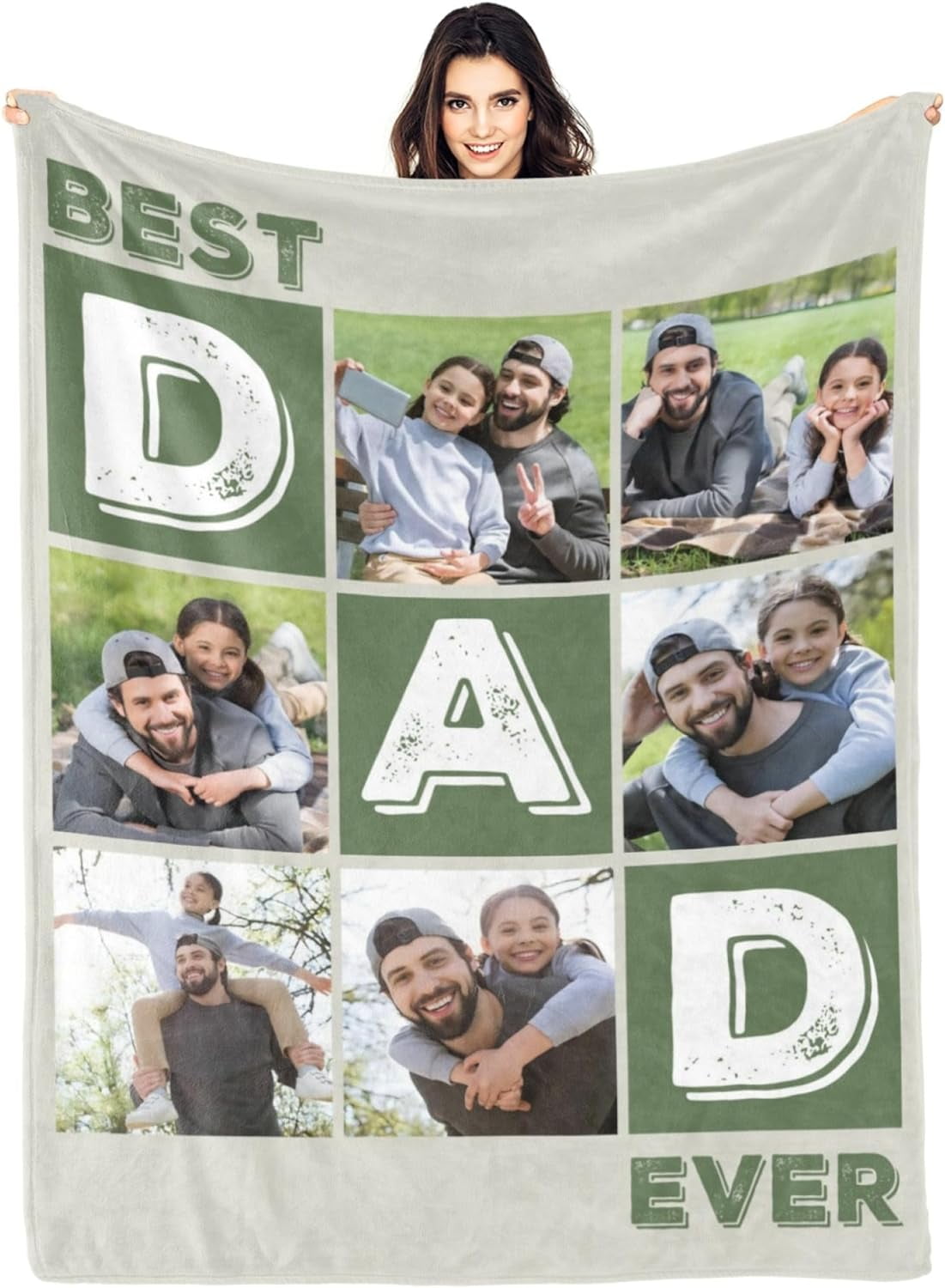 Personalized Gifts for Dad, Custom Dad Blanket with Photo and Text for