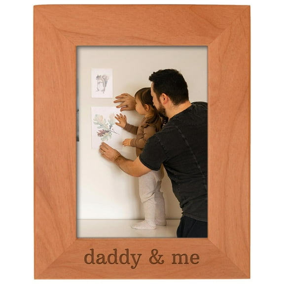 ThisWear Personalized Gifts Daddy's & Me Son Daughter Natural Wood Engraved 5x7 Portrait Picture Frame Wood