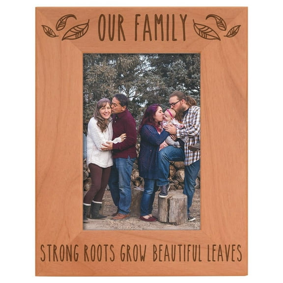 ThisWear Personalized Gifts Family Tree Picture Frame Our Family Strong Roots Grow Beautiful Leaves Family Portrait Frames Wood Engraved 4x6 Portrait Picture Frame