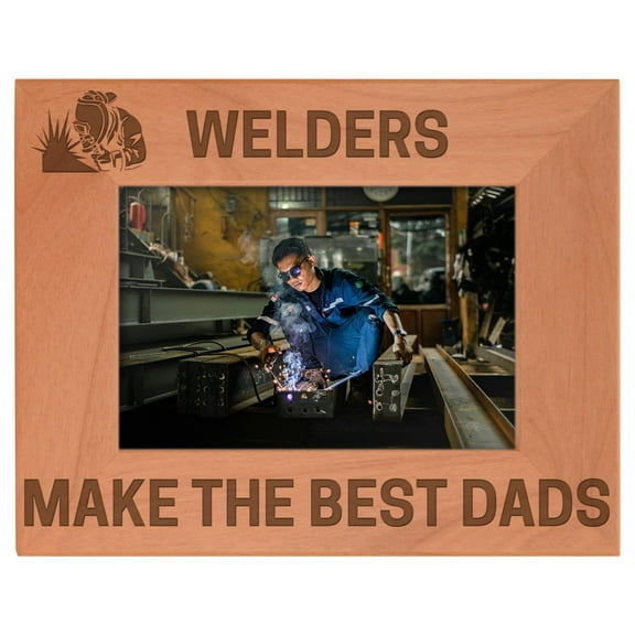 ThisWear Personalized Gifts Gift for Dad Welders Make the Best Dads Natural Wood Engraved 4x6 Landscape Picture Frame Wood