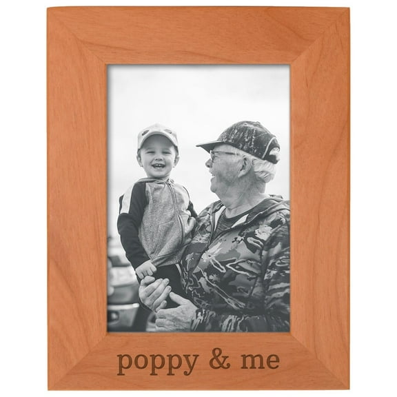ThisWear Personalized Gifts Grandpa Gift Poppy and Me Grandchild Natural Wood Engraved 5x7 Portrait Picture Frame Wood