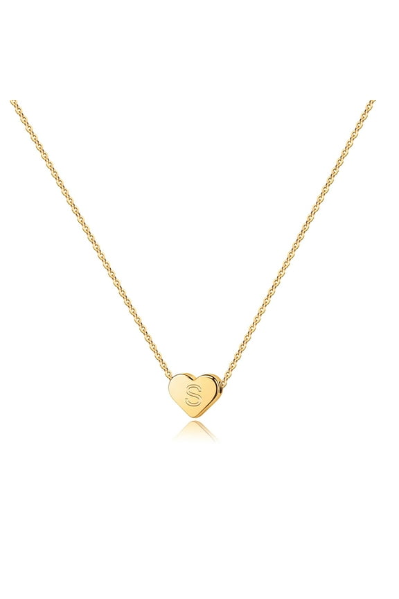 14K Gold Plated Charm Tiny Heart Initial Pendant Necklace for Women Little Girls Kids Letter A-Z Jewelry Personalized Birthday Gifts Gifts for Women Teen Girls