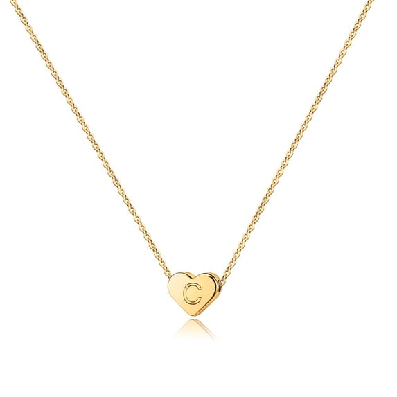 Turandoss 14K Gold Plated Dainty Tiny Heart Initial Pendant Necklace for Women Girls Kids Letter A-Z Jewelry Personalized Birthday Gifts Gifts for Daughter Granddaughter Niece