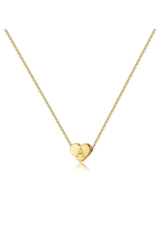 14K Gold Plated Charm Tiny Heart Initial Pendant Necklace for Women Girls Kids Letter A-Z Jewelry Personalized Valentines Day Birthday Gifts Gifts for Women Teen Girls