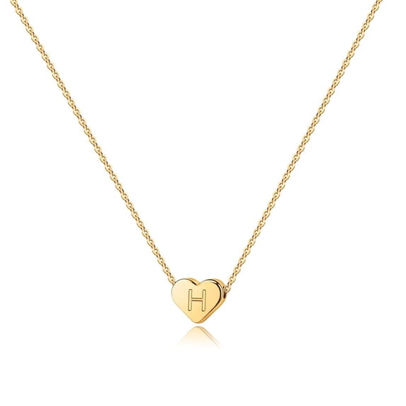 Turandoss 14K Gold Plated Dainty Tiny Heart Initial Pendant Necklace for Women Girls Fashion Letter A-Z Jewelry Personalized Birthday Gifts Gifts for Women Teen Girls