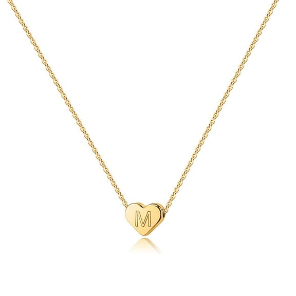 Turandoss 14K Gold Plated Charm Tiny Heart Initial Pendant Necklace for Women Girls Kids Letter A-Z Jewelry Personalized Valentines Day Birthday Gifts Gifts for Women Teen Girls