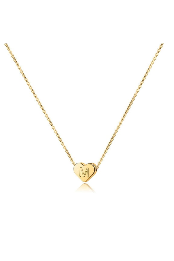 14K Gold Plated Charm Tiny Heart Initial Pendant Necklace for Women Girls Kids Letter A-Z Jewelry Personalized Valentines Day Birthday Gifts Gifts for Women Teen Girls