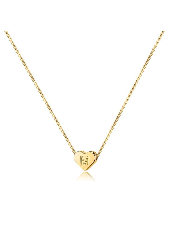 14K Gold Plated Charm Tiny Heart Initial Pendant Necklace for Women Girls Kids Letter A-Z Jewelry Personalized Valentine's Day Birthday Gifts Gifts for Women Teen Girls