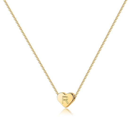 Turandoss 14K Gold Plated Dainty Tiny Heart Initial Pendant Necklace for Women Girls Kids Letter A-Z Jewelry Personalized Birthday Gifts Gifts for Women Teen Girls Her