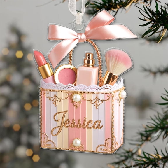 Personalized Gifts Makeup Artist Christmas Ornament 2025 Custom Beauty Brush Tree Decor Gift For Makeup Lovers Beauty Lovers