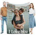 thumbnail image 1 of Personalized Gifts for Mom Dad, Custom Throw Blankets with Photos, Customized Gifts for Women Men Family Friend Girlfriend on Birthday Christmas Mothers Fathers Day Valentines Day, 1 of 6