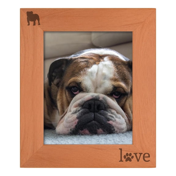 ThisWear Personalized Gifts Sentimental Photo Frame English Bulldog Love Wood Engraved 8x10 Portrait Picture Frame