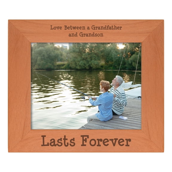 ThisWear Personalized Gifts Sentimental Photo Frame Love Between Grandfather Grandson Lasts Forever Wood Engraved 8x10 Landscape Picture Frame