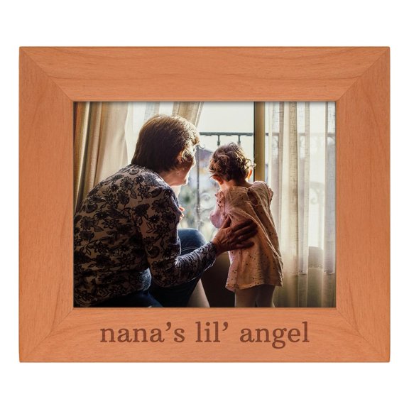 ThisWear Personalized Gifts Sentimental Photo Frame Nana's Lil' Angel Wood Engraved 8x10 Landscape Picture Frame