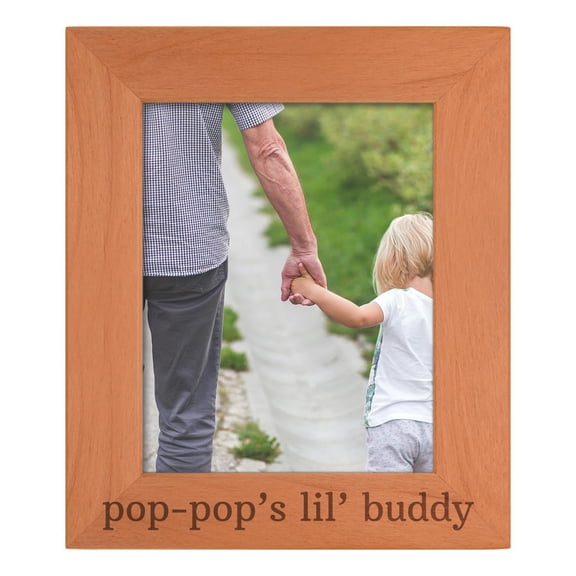 ThisWear Personalized Gifts Sentimental Photo Frame Pop-Pop's Lil' Buddy Wood Engraved 8x10 Portrait Picture Frame