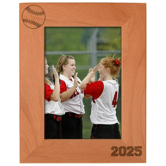 Personalized Gifts Sports 5x7 Softball Frame 2025 - Wood Engraved Portrait Picture Frame