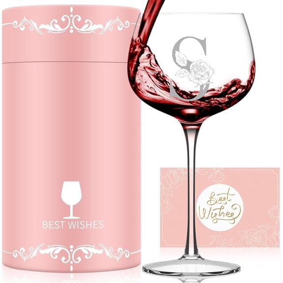 Personalized Gifts for Women, Monogrammed A-Z Wine Glass Customized Gift, Unique Christmas Birthday Gifts for Women Her Mom Friend Sister Wife Daughter Nurse (S)