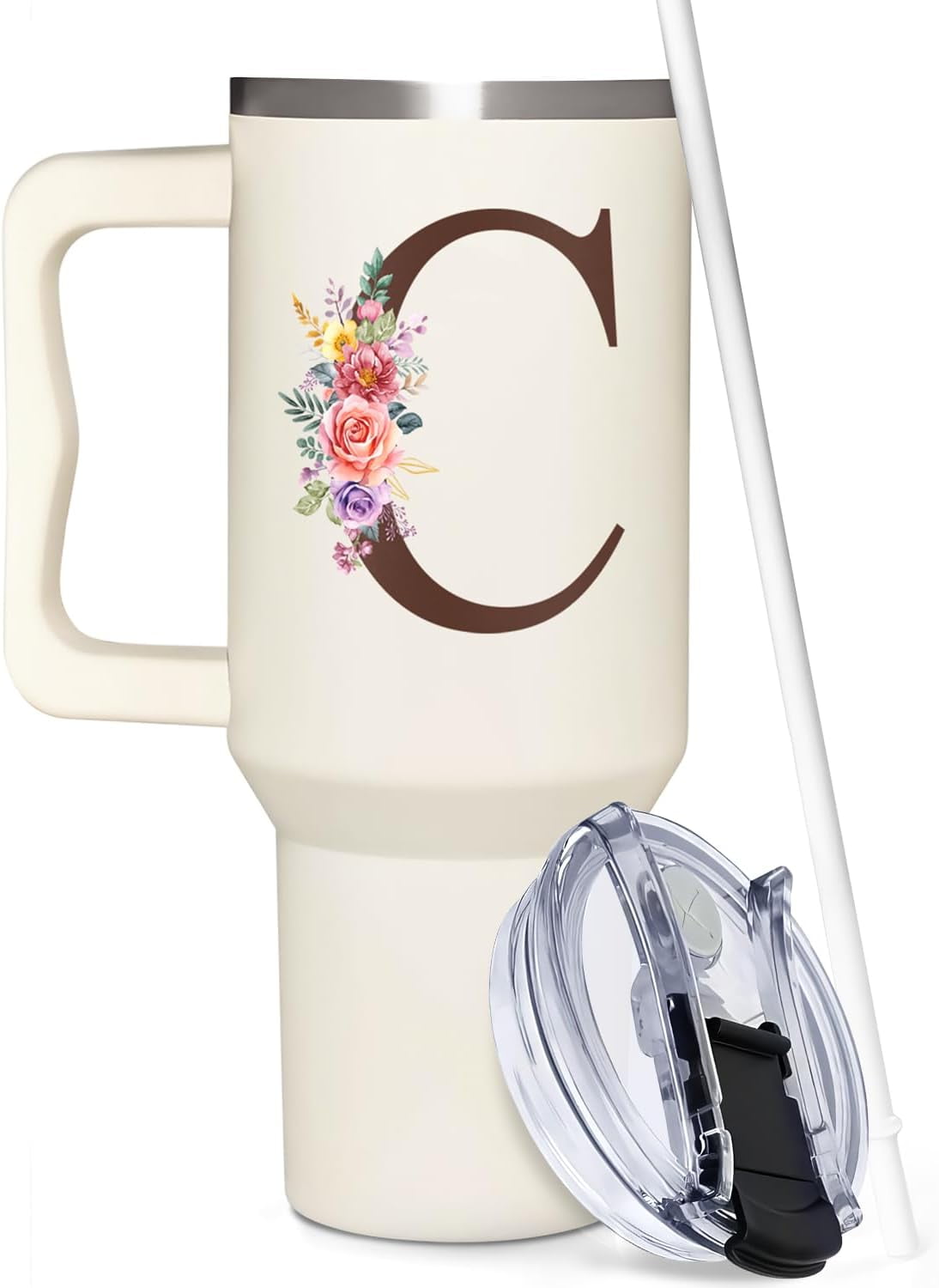 Personalized Gifts For Women - Personalized Gifts For Birthday, Christmas - Monogrammed Gifts Customized Gifts For Woman, Mom, Wife, Best Friend, Sister, Coworkers - Custom Tumbler With Handle 40oz